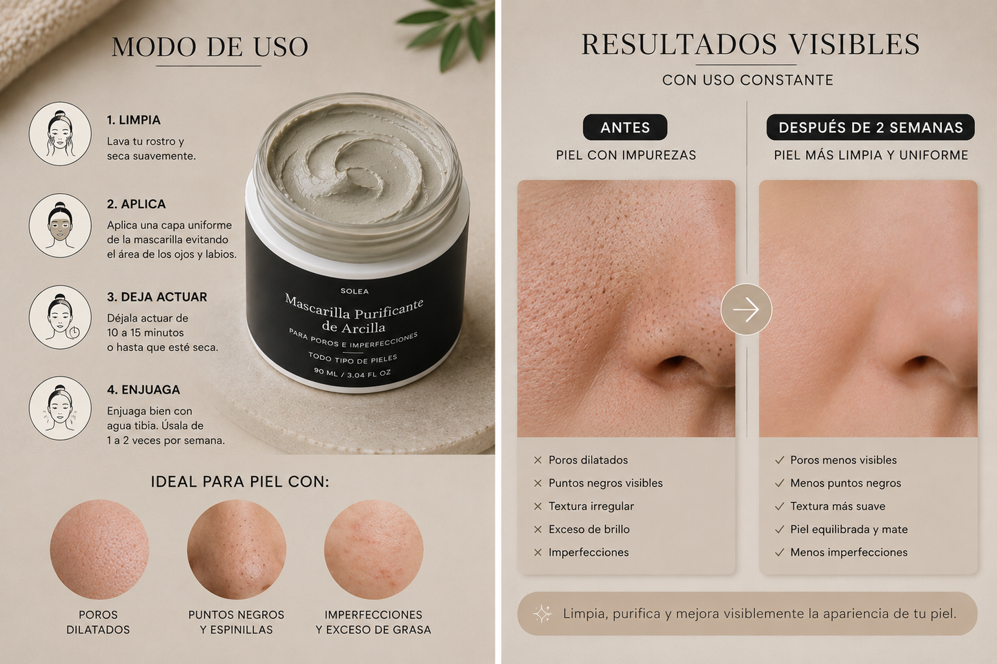 SOLÉA | Mascarilla Purificante de Arcilla